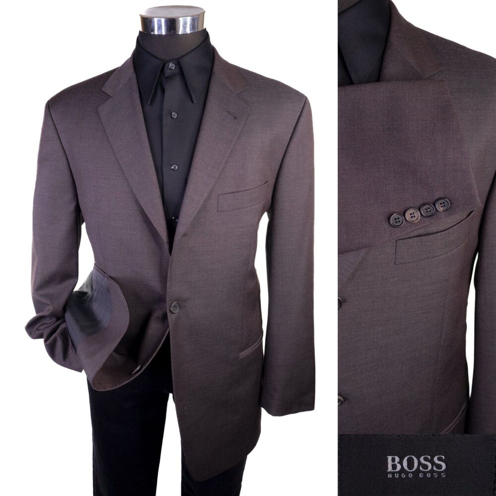 BOSS Hugo Boss Blazer Sport Coat Jacket Men’s 42R Solid Brown Wool 3-Button
